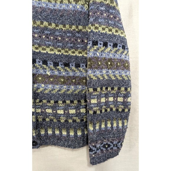 Croft & Barrows Women's Cardigan Blue Multicolor Fair Isle Sweater Size 1XL Boho - Picture 10 of 16